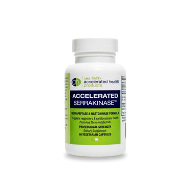 Supplement bottle labeled 'Accelerated Serrakinase' on a white background